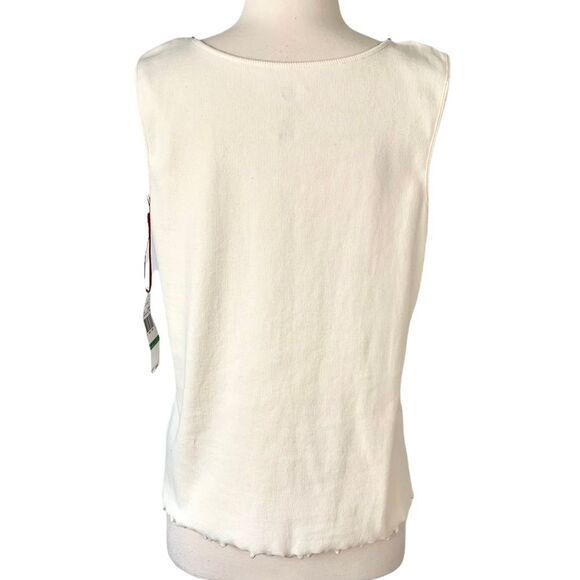 Ruby Rd. Cream Ribbed Beaded Tassel Sleeveless Top NWT - Picture 3 of 4